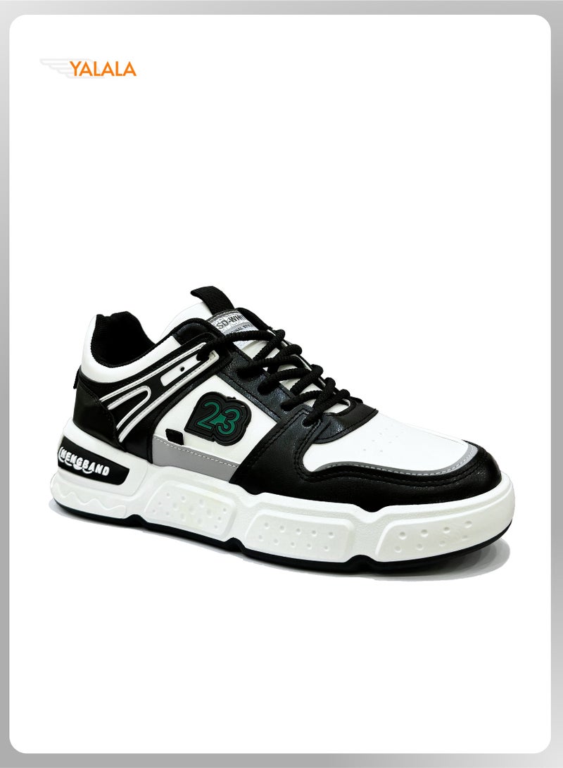YALALA Men's Color Block Lace-up Sneakers | Ins Trendy Fashion Stylish Street-style Shoes, Comfortable Non-slip Sole, Ideal for Casual Outdoor Travel Walking Basketball Skate - Image 1