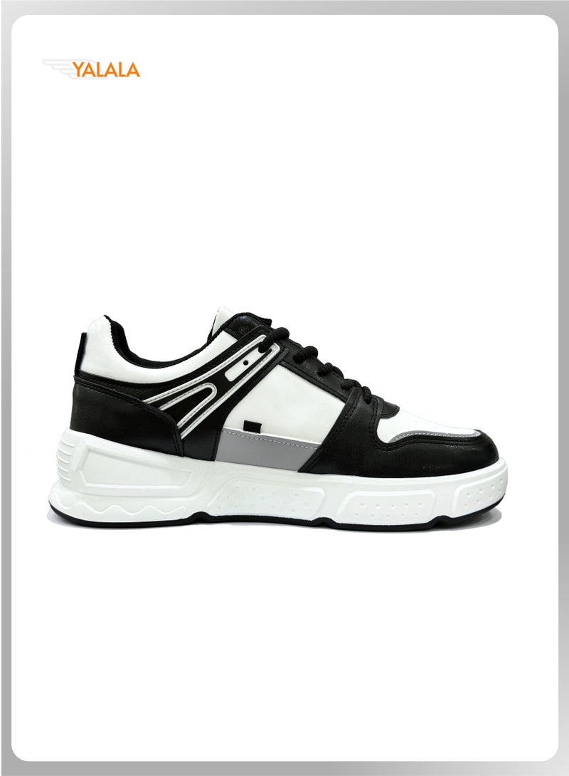 YALALA Men's Color Block Lace-up Sneakers | Ins Trendy Fashion Stylish Street-style Shoes, Comfortable Non-slip Sole, Ideal for Casual Outdoor Travel Walking Basketball Skate - Image 2