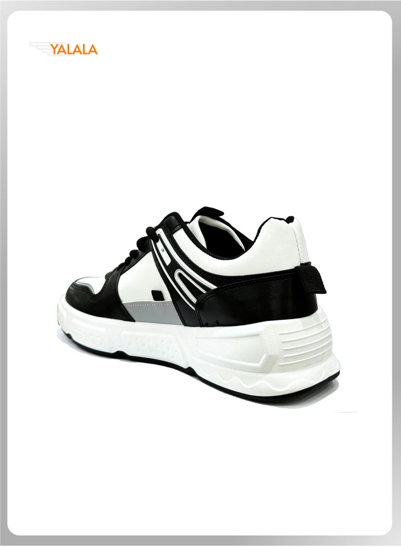 YALALA Men's Color Block Lace-up Sneakers | Ins Trendy Fashion Stylish Street-style Shoes, Comfortable Non-slip Sole, Ideal for Casual Outdoor Travel Walking Basketball Skate - Image 3