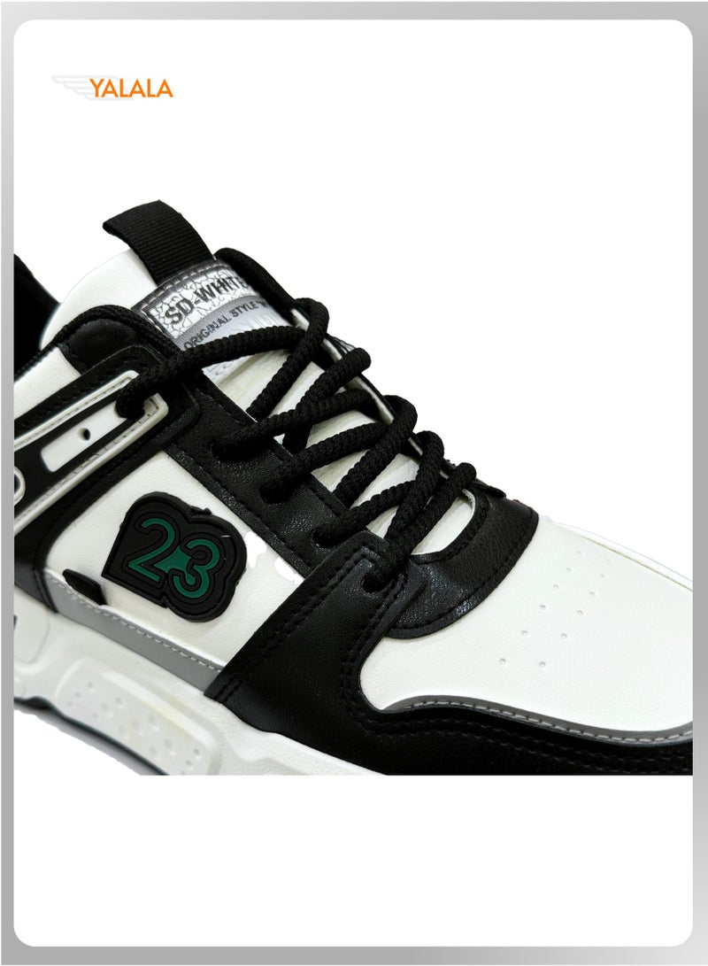 YALALA Men's Color Block Lace-up Sneakers | Ins Trendy Fashion Stylish Street-style Shoes, Comfortable Non-slip Sole, Ideal for Casual Outdoor Travel Walking Basketball Skate - Image 4