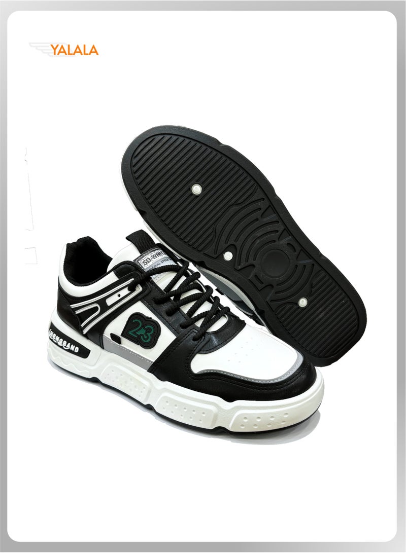 YALALA Men's Color Block Lace-up Sneakers | Ins Trendy Fashion Stylish Street-style Shoes, Comfortable Non-slip Sole, Ideal for Casual Outdoor Travel Walking Basketball Skate - Image 5