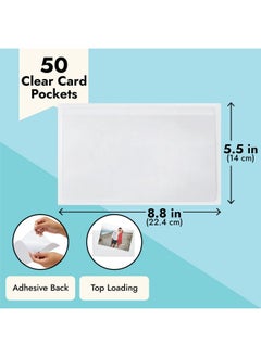 Juvale 50-Pack Clear Adhesive Pockets Sleeves 5X8 For Index Card And Planners, Bulk Top Load Plastic Label Holder Protector For Photos, Note Cards, Office Supplies, Small Business  - Image 5