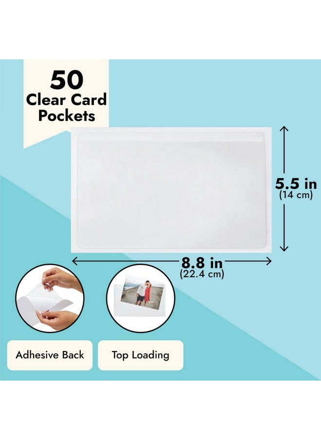 Juvale 50-Pack Clear Adhesive Pockets Sleeves 5X8 For Index Card And Planners, Bulk Top Load Plastic Label Holder Protector For Photos, Note Cards, Office Supplies, Small Business  - Image 5