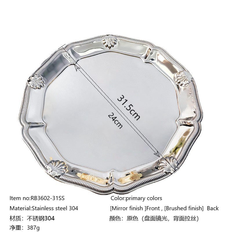 Ins European Wedding Cake Candy Snack Tray Accessible Luxury High-End Fruit Aromatherapy Metal Plate Snack Tray - Image 1
