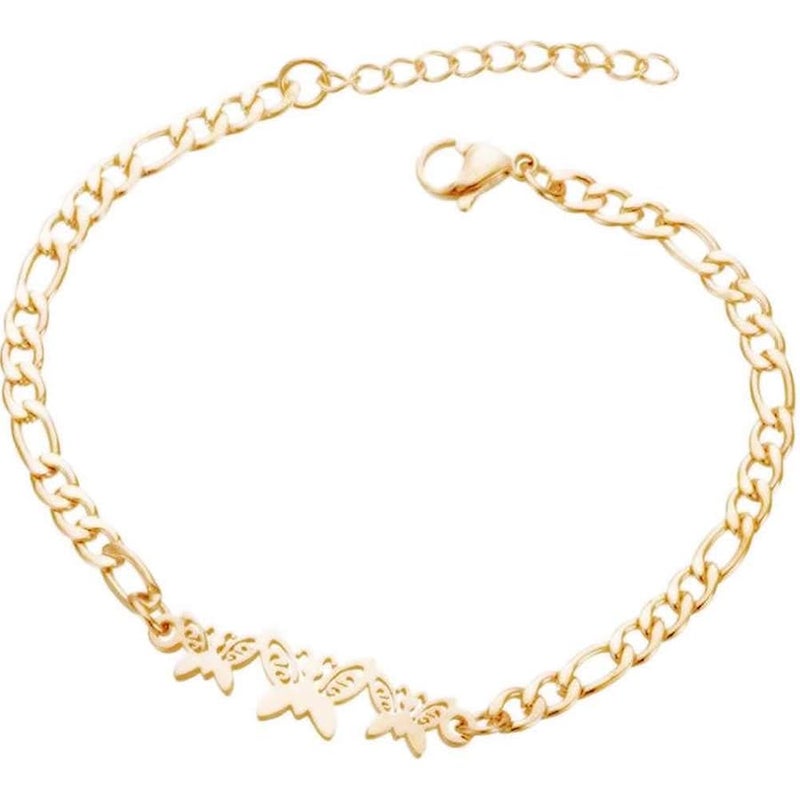 Jude Jewelers Stainless Steel Linked Butterfly Mom Girl Daughter Cocktail Party Bracelet