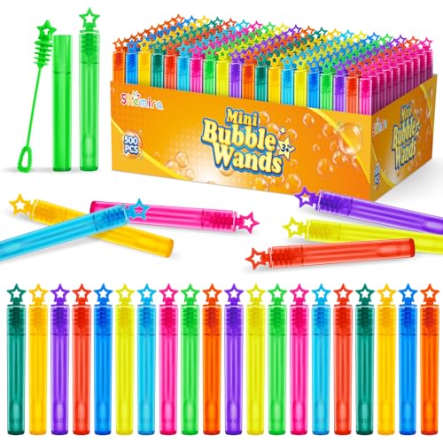 Shemira Bubble Wand 500 Pieces Mini Bubble Wands Bulk in 10 Colors Bubbles Party Favors Bulk for Kids Summer Toys for Girls Boys Carnival Prizes Themed Birthday Wedding Indoor Outdoor Activity - Image 1