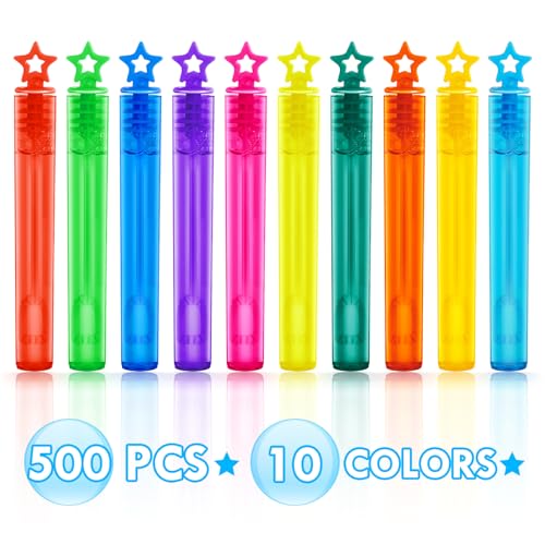Shemira Bubble Wand 500 Pieces Mini Bubble Wands Bulk in 10 Colors Bubbles Party Favors Bulk for Kids Summer Toys for Girls Boys Carnival Prizes Themed Birthday Wedding Indoor Outdoor Activity - Image 5