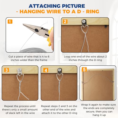 kosprie Picture Hanging Wire, 100 Feet Picture Frame Wire for Wall Frames, Canvas Paintings, Holiday Decor, Artwork,Garden Frames,Patio Decor, Photos, Supports Up to 30lbs - Image 4