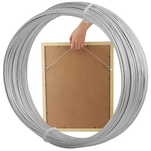 kosprie Picture Hanging Wire, 100 Feet Picture Frame Wire for Wall Frames, Canvas Paintings, Holiday Decor, Artwork,Garden Frames,Patio Decor, Photos, Supports Up to 30lbs - Image 1
