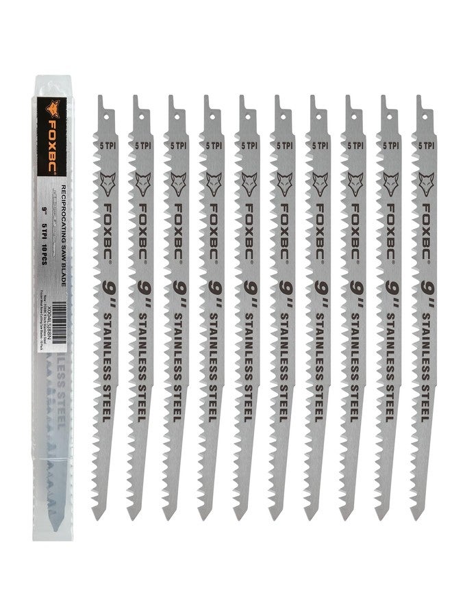 FOXBC 9 Inch Stainless Steel Frozen Meat Bone Saw Blades 5 TPI for Reciprocating and Sawzall Saws - 10 Pack - Image 3
