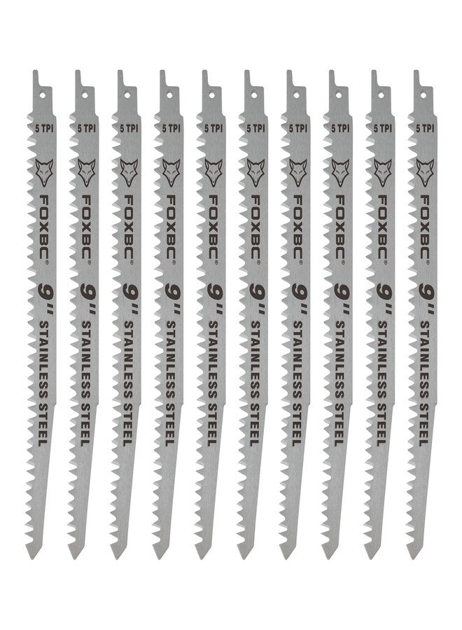 FOXBC 9 Inch Stainless Steel Frozen Meat Bone Saw Blades 5 TPI for Reciprocating and Sawzall Saws - 10 Pack - Image 2