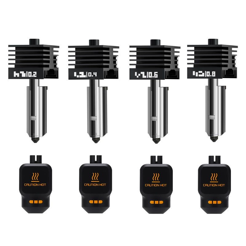 Sahvaim 4Pack 0.2/0.4/0.6/0.8MM H2 Series/P2S Hotend for Bambu Lab H2D/H2S/H2C Combo/P2S 3D Printer, High Temperature Quick Swap Hardened Steel Nozzle Replacement 3D Printer Extruder - Image 1