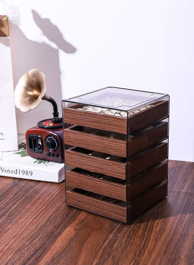 DUNISO Jewelry Organizer Box，Wooden Jewelry Box with 5 Drawers，Multi-functional Jewelry Storage Box，for Earring, Bangle, Bracelet, Necklace and Rings - Image 4