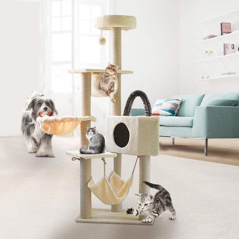 Allmart Multi-Level Cat Trees with Sisal-Covered Scratching Posts, Plush Perches and Condo for Kittens, Cats and Pets - Image 5