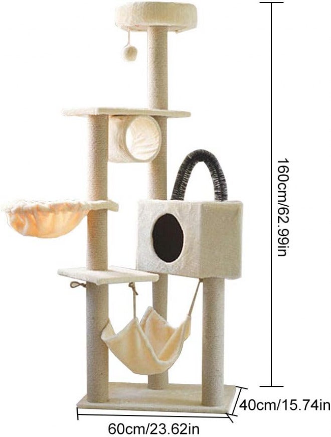 Allmart Multi-Level Cat Trees with Sisal-Covered Scratching Posts, Plush Perches and Condo for Kittens, Cats and Pets - Image 4