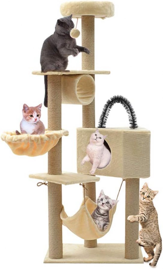 Allmart Multi-Level Cat Trees with Sisal-Covered Scratching Posts, Plush Perches and Condo for Kittens, Cats and Pets - Image 1