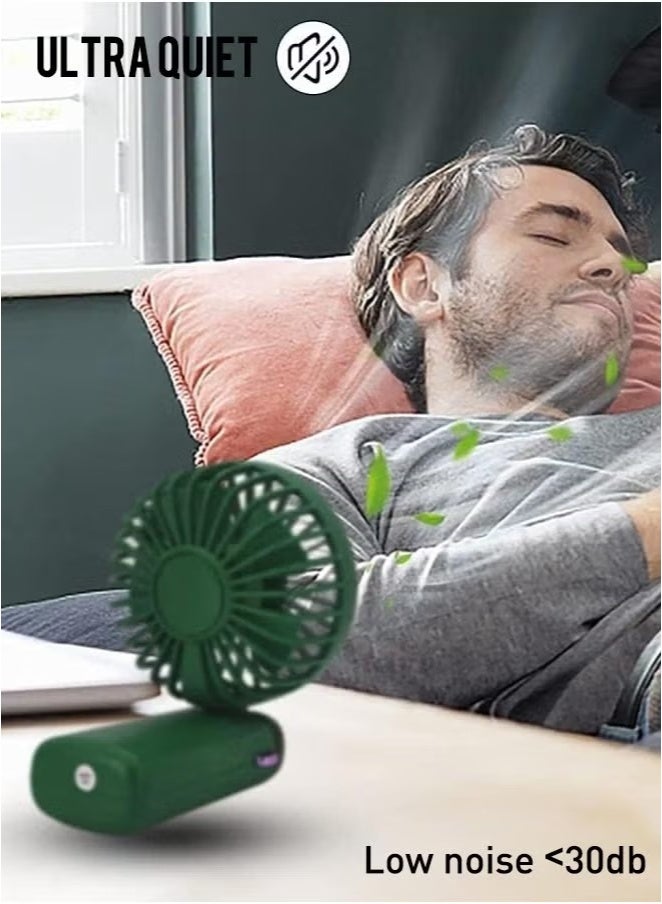 Zaros Portable Handheld Fan, Quiet mini Fan, 2400 mAh USB Rechargeable Personal Fan, Battery Operated Table Fan with 5 Speeds for Home , Travel, Commute, Makeup, Office - Image 3