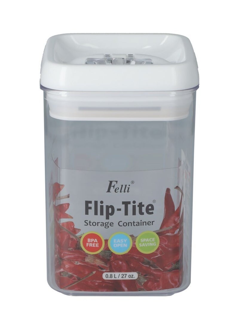 Felli Flip-Tite Rectangular Storage Container Clear And White 800ml