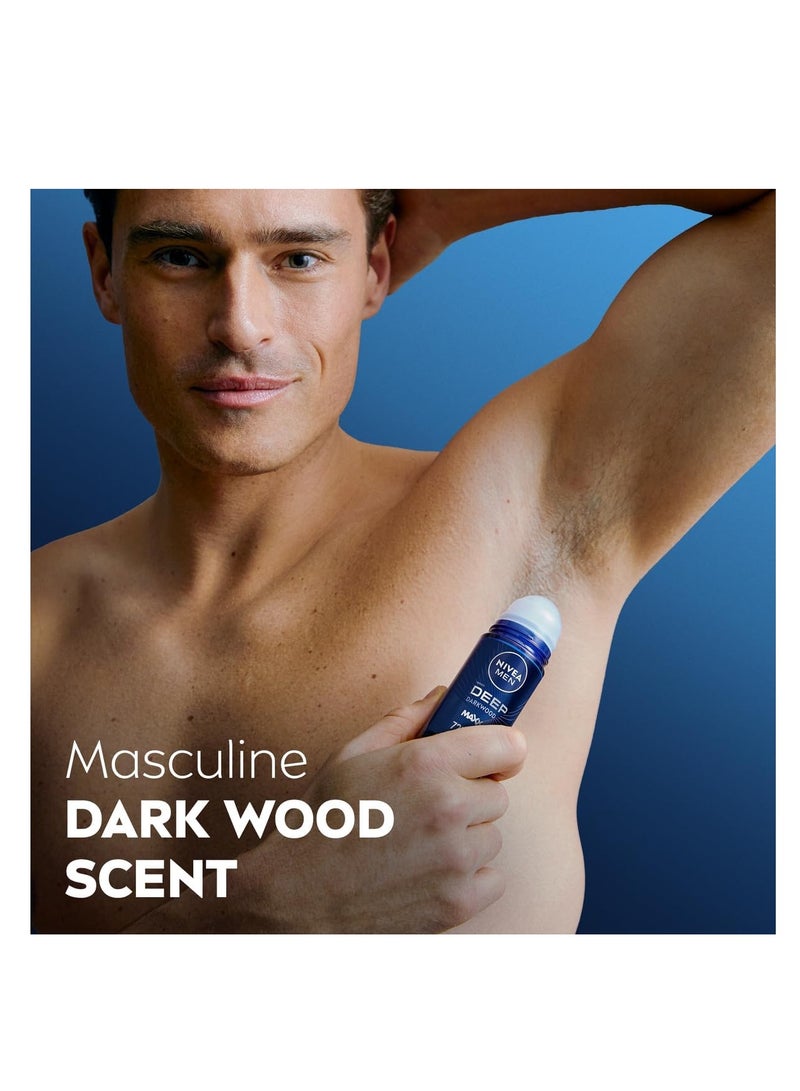 نيفيا مزيل العرق ديب داركوود ماكس تيك رول أون للرجال، حماية تدوم 72 ساعة، 50 مل (عبوة من قطعتين) - Image 3