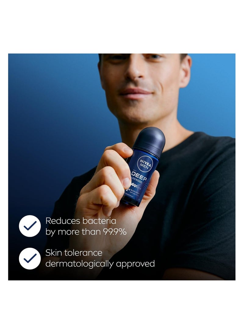 نيفيا مزيل العرق ديب داركوود ماكس تيك رول أون للرجال، حماية تدوم 72 ساعة، 50 مل (عبوة من قطعتين) - Image 4