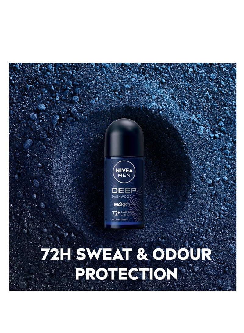نيفيا مزيل العرق ديب داركوود ماكس تيك رول أون للرجال، حماية تدوم 72 ساعة، 50 مل (عبوة من قطعتين) - Image 2