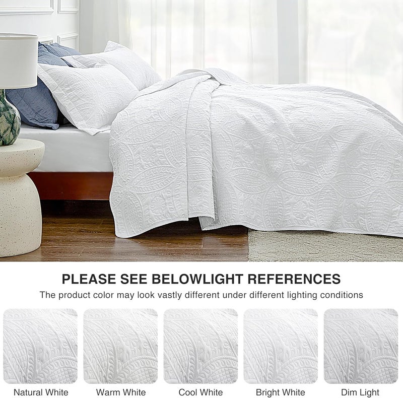 Love's cabin Quilts for Queen Bed White Bedspreads - Soft Bed Summer Quilt Lightweight Microfiber Bedspread- Modern Style Coin Pattern Coverlet for All Season - 3 Piece (1 Quilt, 2 Pillow Shams) - Image 5