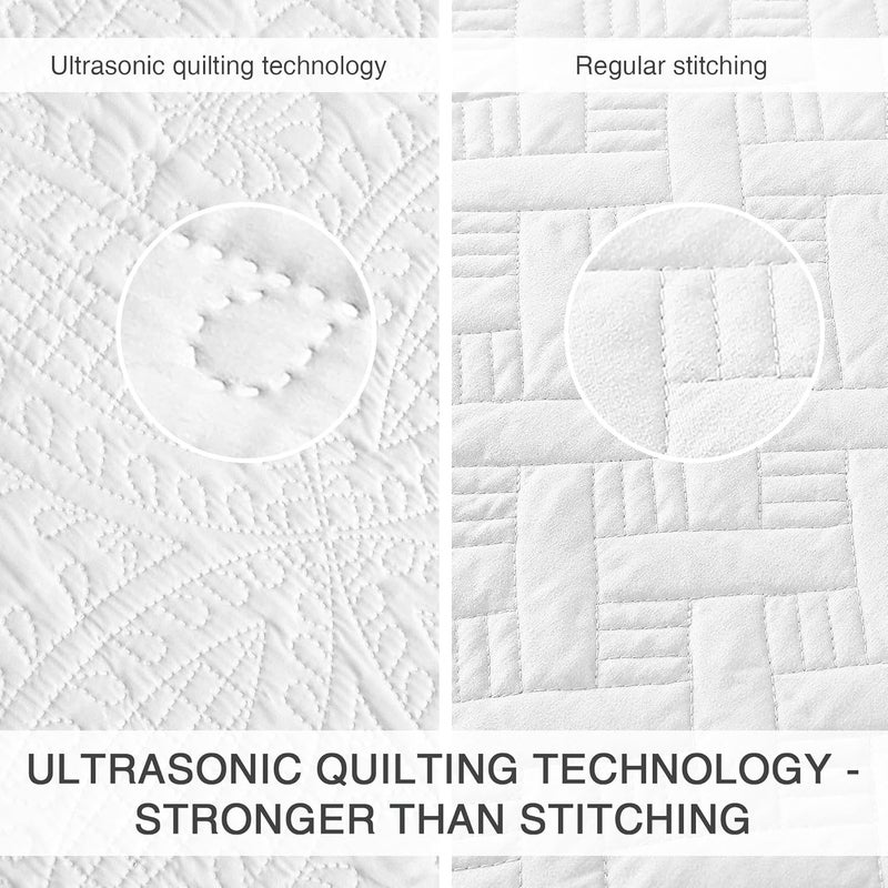 Love's cabin Quilts for Queen Bed White Bedspreads - Soft Bed Summer Quilt Lightweight Microfiber Bedspread- Modern Style Coin Pattern Coverlet for All Season - 3 Piece (1 Quilt, 2 Pillow Shams) - Image 3
