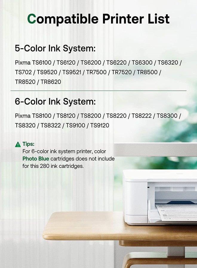 OSIR PGI-280XXL CLI-281XXL Compatible Replacement for Canon 280 and 281 Ink Cartridges Use with Canon PIXMA TR8520 8620 7520, TS9120 6200 6220 8120, 5-Pack - Image 2