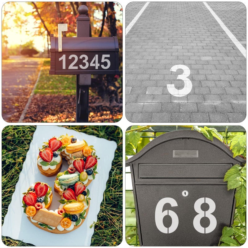 Denylo pro 4 Inch Number Stencils Plastic Number Stencils Reusable Digital Painting Templates for Cake Stencil Address Templates - Image 5
