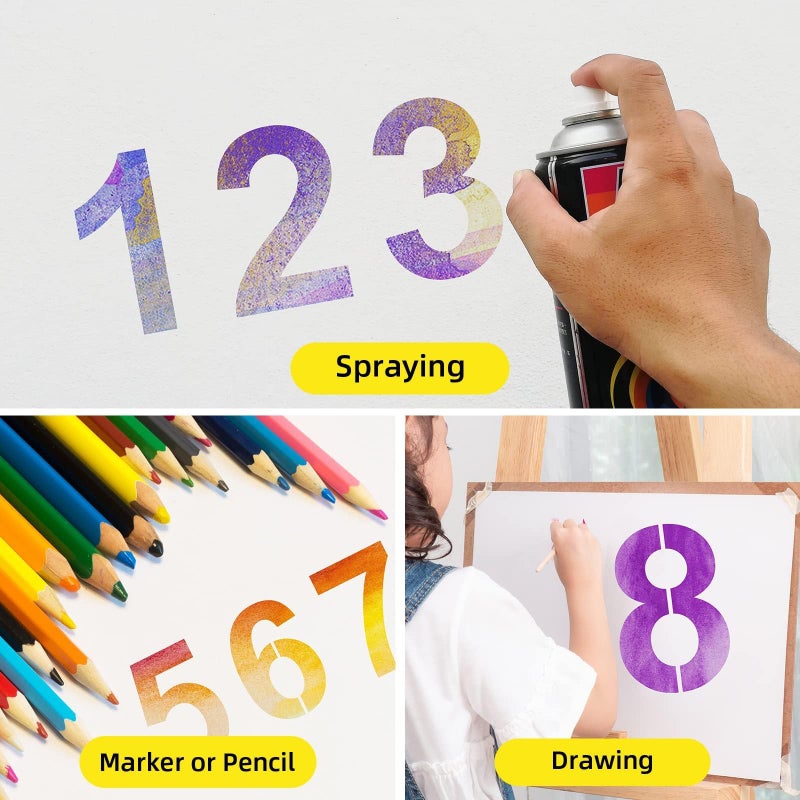 Denylo pro 4 Inch Number Stencils Plastic Number Stencils Reusable Digital Painting Templates for Cake Stencil Address Templates - Image 4