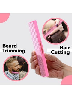 Allegro Combs 420 Hair Stylist And Barbers Set Hair Cutting Combs Usa 6 Pc. (Fresh Pink)  - Image 2