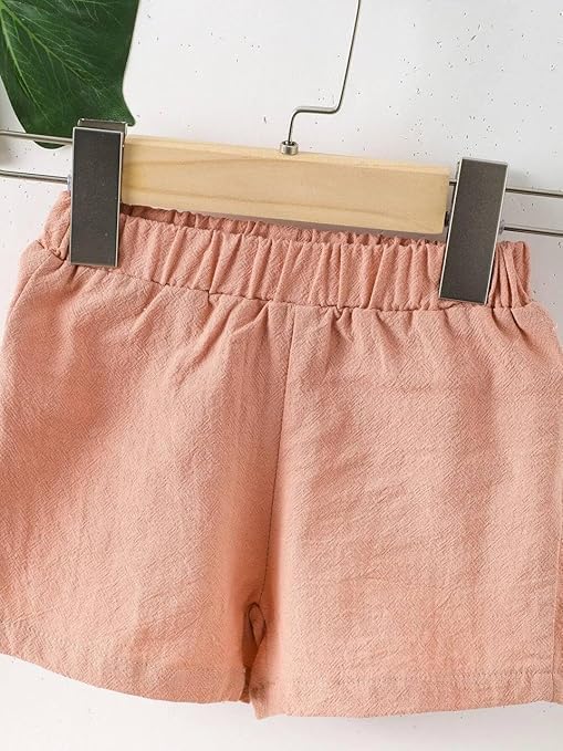 URBAN OX أزياء أولاد URBAN OX مجموعة ملابس منسقة أنيقة | قمصان مطبوعة وشورتات للأطفال (وردي، 4 سنوات-5 سنوات) - Image 5
