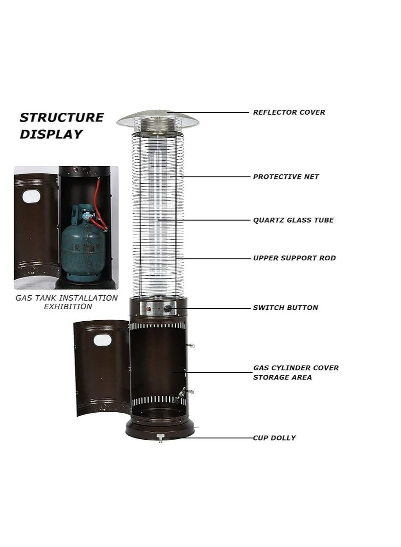Patio Heater 42,000 BTU Pyrami-d Flame Outdoor Heater Propane Heater With Wheel Easy Carry, Outdoor Propane Patio Heater with Wheels, Commercial & Residential [US Delivery] (Black) - Image 2