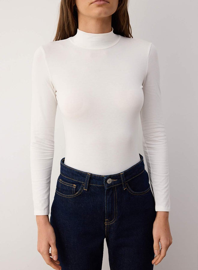 trendyol Ecru High Neck Snap-On Knitted Bodysuit TWOAW21BD0008 - Image 3