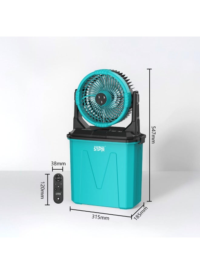 Winning Star Portable Rechargeable Camping Fan with LED Light and Storage Box, USB Powered Multi-Speed Cooling Fan for Outdoor Travel Picnic Emergency Home Office Use, Foldable Design - Blue/Black - Image 2