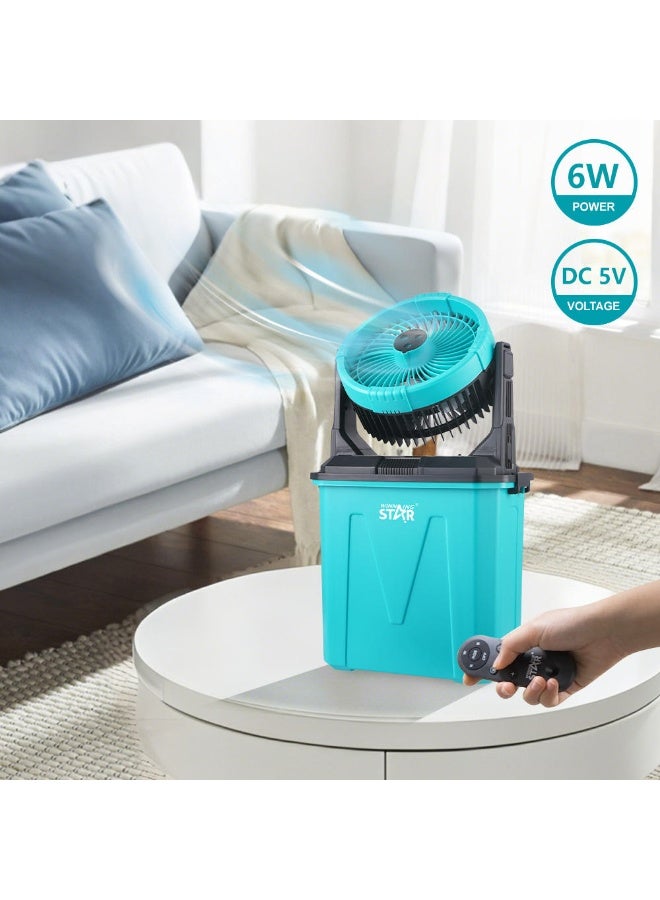 Winning Star Portable Rechargeable Camping Fan with LED Light and Storage Box, USB Powered Multi-Speed Cooling Fan for Outdoor Travel Picnic Emergency Home Office Use, Foldable Design - Blue/Black - Image 3