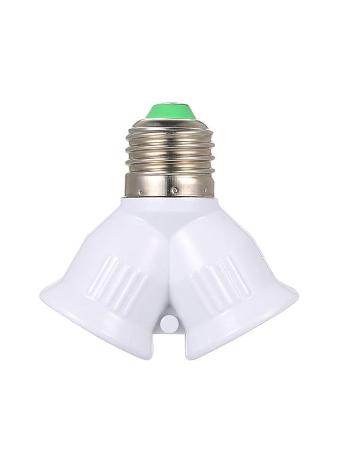 Generic - A dual bulb (dual transformer) to increase the light intensity, converting from E27 to (2) E27 with two 12-watt LED bulbs and a screw plug to operate the bulbs with a switch, white - Image 1