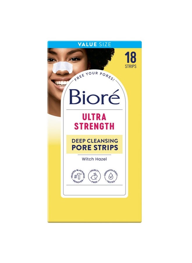 Biore - Witch Hazel Blackhead Remover Pore Strips For Nose, Clears Pores Up To 2X More Than Original Pore Strips, Features Cbond Technology, Oilfree, Noncomedogenic Use, 18 Count - Image 1