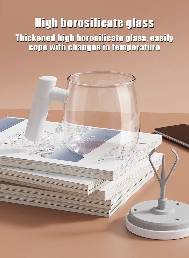 BiuTFon Automatic Stirring Cup Glass Electric Mixing Coffee Mug with Coaster, USB Charging Reusable Rotating Temperature Resistant High Speed Stirring Cup for Mixing Juicing Kitchen Home Offices and Dining Rooms - Image 5