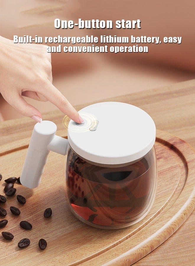 BiuTFon Automatic Stirring Cup Glass Electric Mixing Coffee Mug with Coaster, USB Charging Reusable Rotating Temperature Resistant High Speed Stirring Cup for Mixing Juicing Kitchen Home Offices and Dining Rooms - Image 4