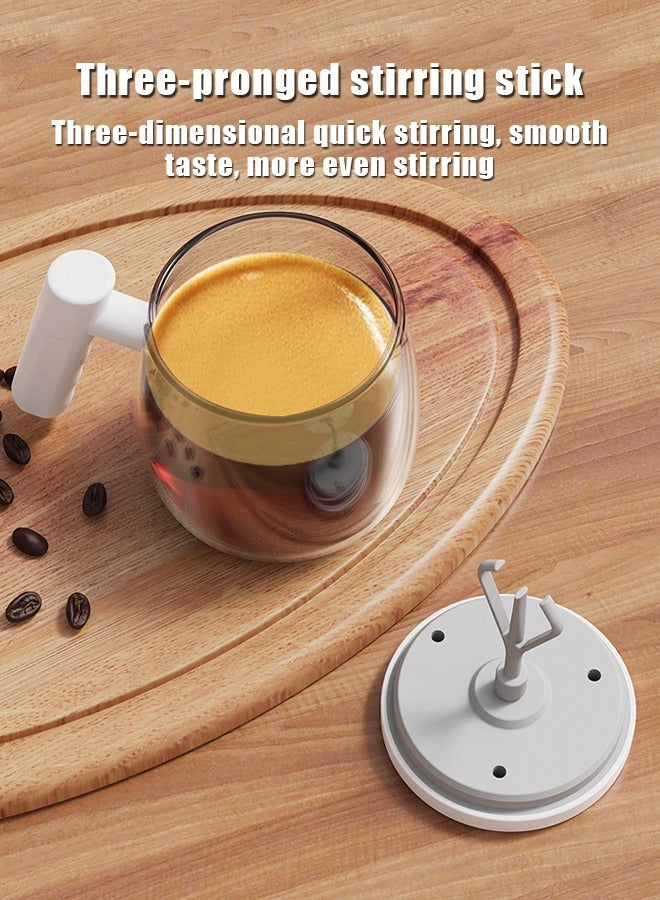 BiuTFon Automatic Stirring Cup Glass Electric Mixing Coffee Mug with Coaster, USB Charging Reusable Rotating Temperature Resistant High Speed Stirring Cup for Mixing Juicing Kitchen Home Offices and Dining Rooms - Image 3