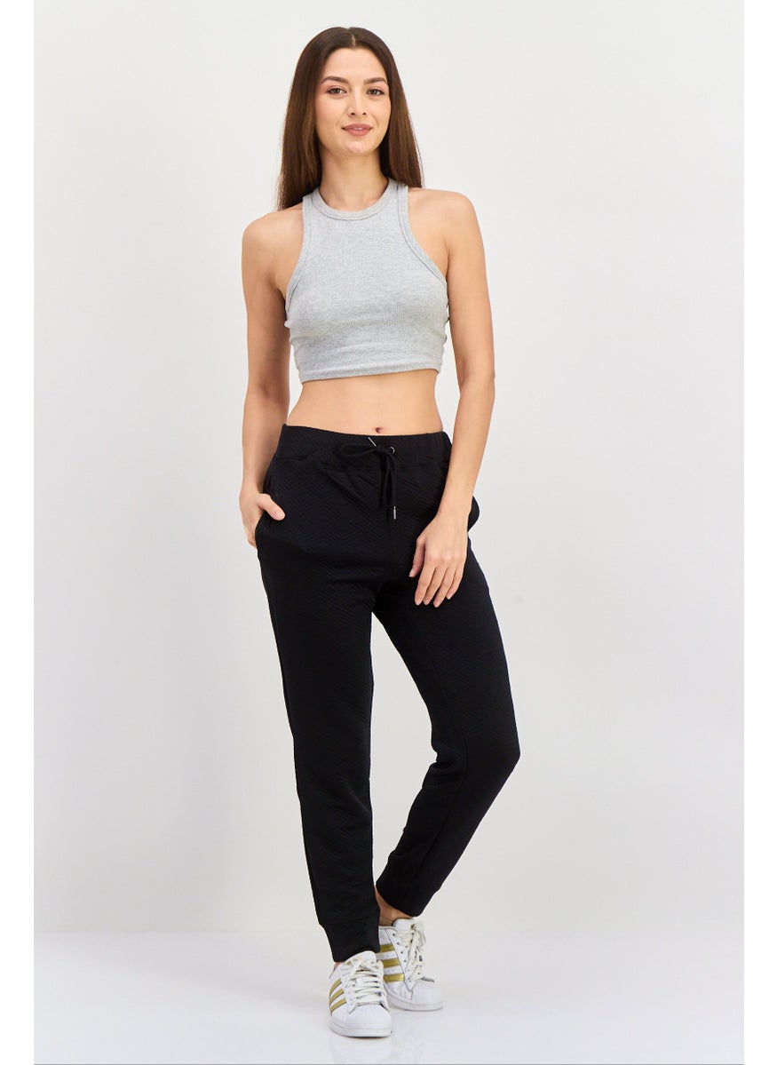 NINE WEST Women Sportswear Fit Textured Training Sweatpants, Black  - Image 2