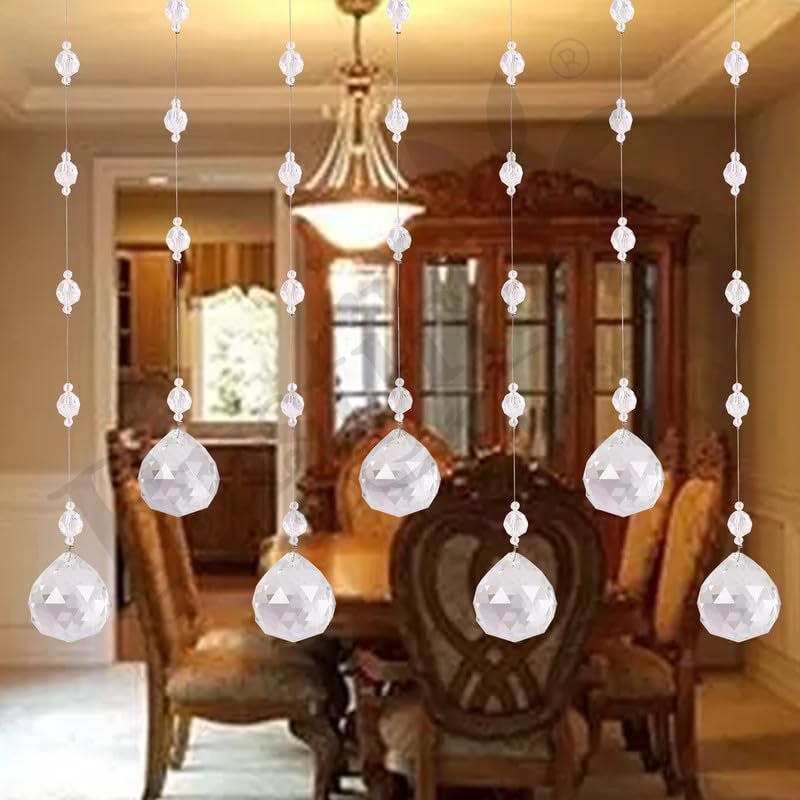 Rustiha Acrylic Crystal Beads Curtain with 30 mm Glass Drops for Living Room etc 8 Feet Hight 10 String Suitable for 25 to 3 Feet Width - Image 2