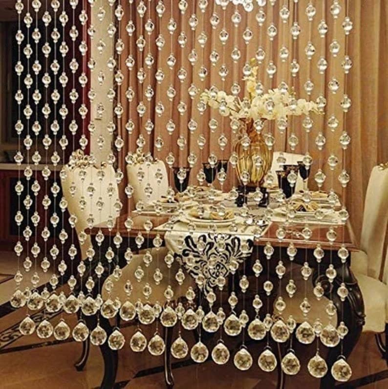 Rustiha Acrylic Crystal Beads Curtain with 30 mm Glass Drops for Living Room etc 8 Feet Hight 10 String Suitable for 25 to 3 Feet Width - Image 1