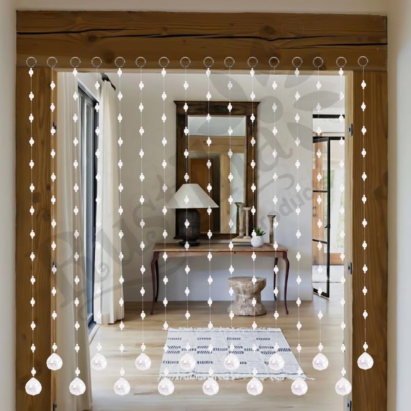 Rustiha Acrylic Crystal Beads Curtain with 30 mm Glass Drops for Living Room etc 8 Feet Hight 10 String Suitable for 25 to 3 Feet Width - Image 4