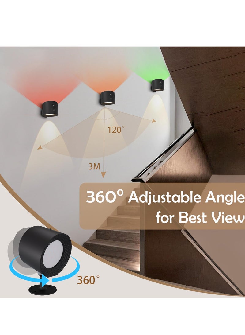 SOLARAE LED Wall Sconce UP & Down Wall Mounted Lamp with 4 Dimmable Brightness 9 RGB Color, Cordless Magnetic Ball 360° Rotation, Touch Remote Control Rechargeable Light for Reading Bedside (2 Pack) - Image 4