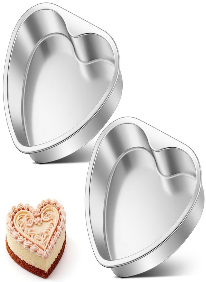 Homikit Heart Shaped Cake Pans Set of 2, 8 Inch Stainless Steel Heart Cake Pan Baking Molds for Valentine’s Day, Weddings & Anniversaries, 2” Deep Layer Cake Tins, Oven & Dishwasher Safe - Image 1