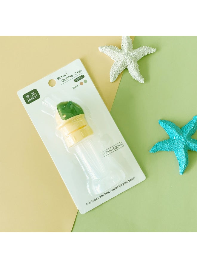 2023 Style Bottle Cap Converter Leak-proof Children's Drink Straw Cap Baby Anti-choking Sippy Cup-Color:With Bottle Straw Cover-kitten-green-card Holder-Specifications:1  - Image 1