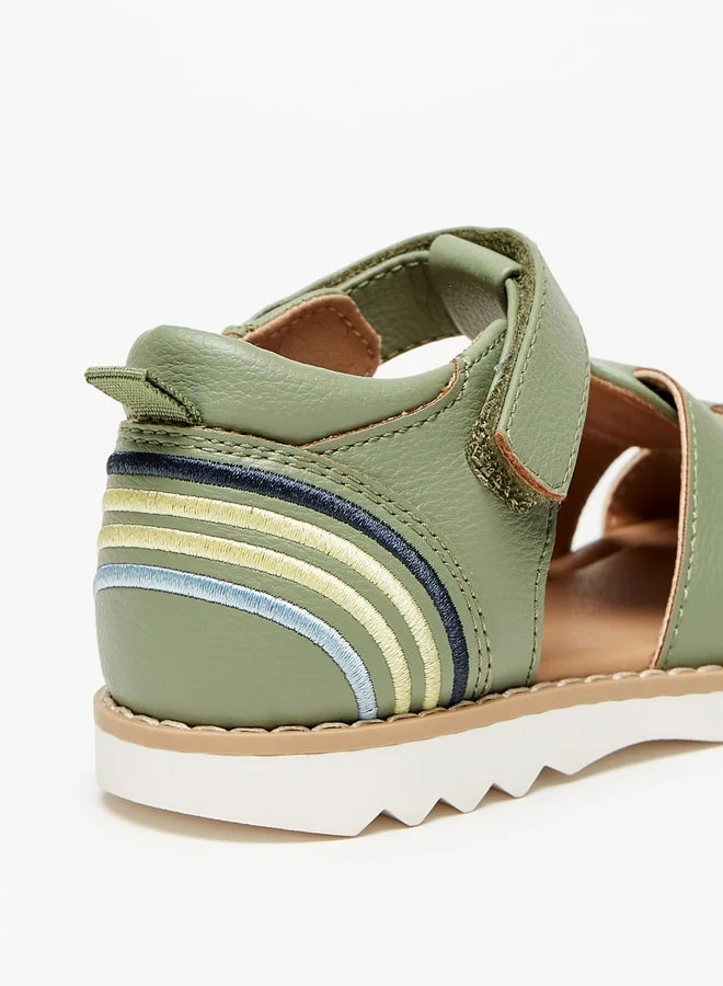 JUNIORS Boys Solid Sandals With Hook And Loop Closure