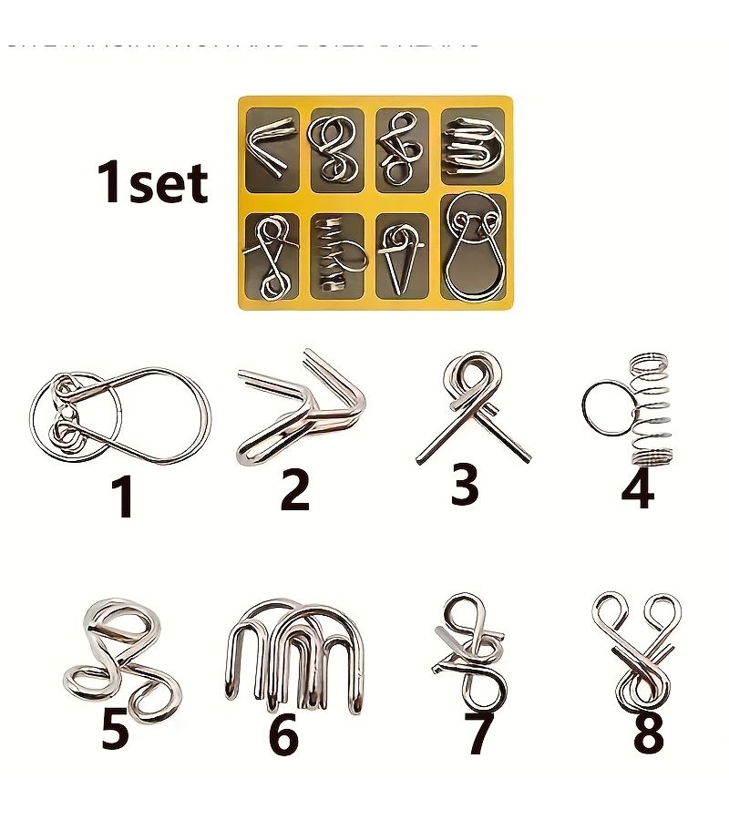 8pcs Handheld Brain Puzzle Game Set IQ Test Logic Toy Gift for Adults - Image 4